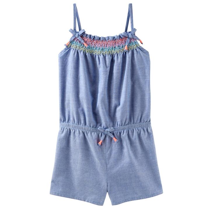 Girls 4-12 Oshkosh B'gosh&reg; Chambray Romper, Size: 6-6x, Med Blue
