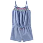 Girls 4-12 Oshkosh B'gosh&reg; Chambray Romper, Size: 6-6x, Med Blue