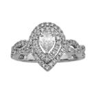 Pear-cut Igl Certified Diamond Halo Engagement Ring In 14k White Gold (1-ct. T.w.), Women's, Size: 5.50