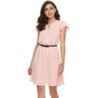 Women's Elle&trade; Print Layered-sleeve Fit & Flare Dress, Size: Small, Light Pink