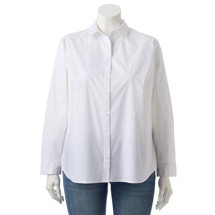 Plus Size Apt. 9&reg; Structured Essential Button-down Shirt, Women's, Size: 2xl, White