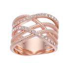 Brilliance Crisscross Ring With Swarovski Crystals, Women's, Size: 7, White