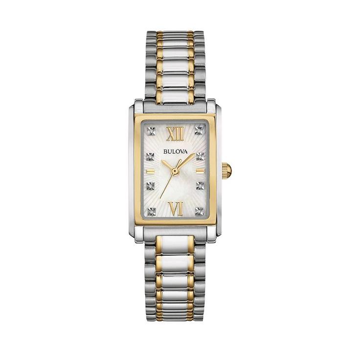 Bulova Women's Diamond Two Tone Stainless Steel Watch - 98p144, Multicolor