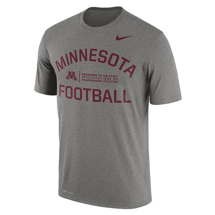 Men's Nike Minnesota Golden Gophers Dri-fit Legend Lift Tee, Size: Small, Med Grey