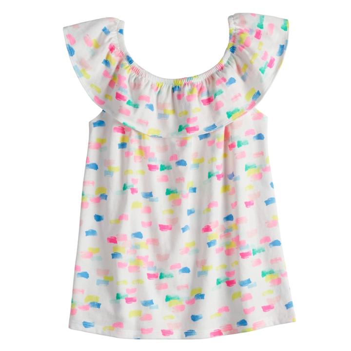 Girls 4-10 Jumping Beans&reg; Ruffle Shoulder Top, Size: 5, White
