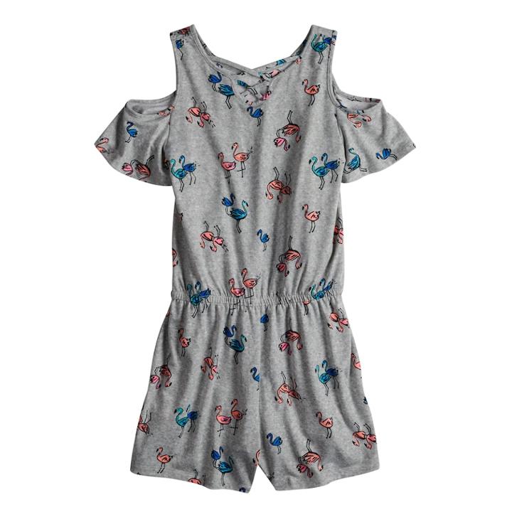 Girls 7-16 So&reg; Strappy Cold Shoulder Romper, Size: S/7-8, Light Grey