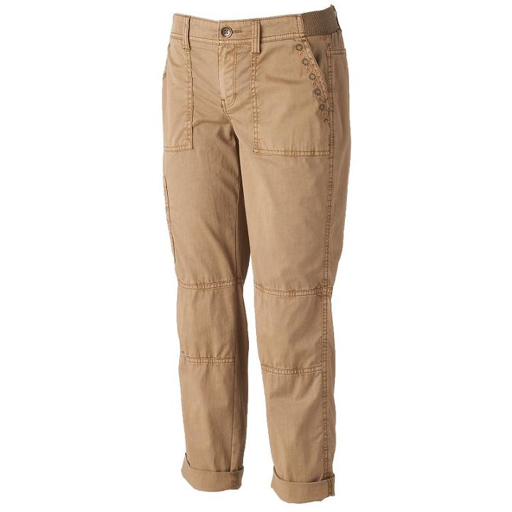 Women's Sonoma Goods For Life&trade; Embroidered Utility Capris, Size: 14, Grey