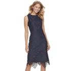 Women's Sharagano Floral Lace Midi Dress, Size: 4, Blue (navy)
