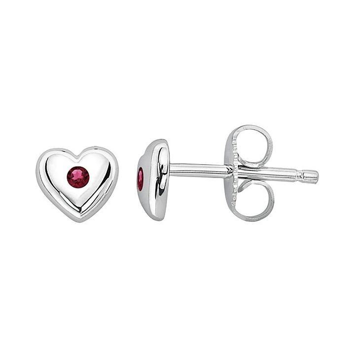 Little Diva Diamonds Kids' Sterling Silver Lab-created Ruby Heart Stud Earrings, Women's, Red