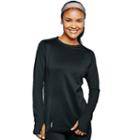 Women's Champion Brushed-back Crewneck Base Layer Top, Size: Large, Black