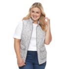 Plus Size Croft & Barrow&reg; Quilted Vest, Women's, Size: 3xl, Grey