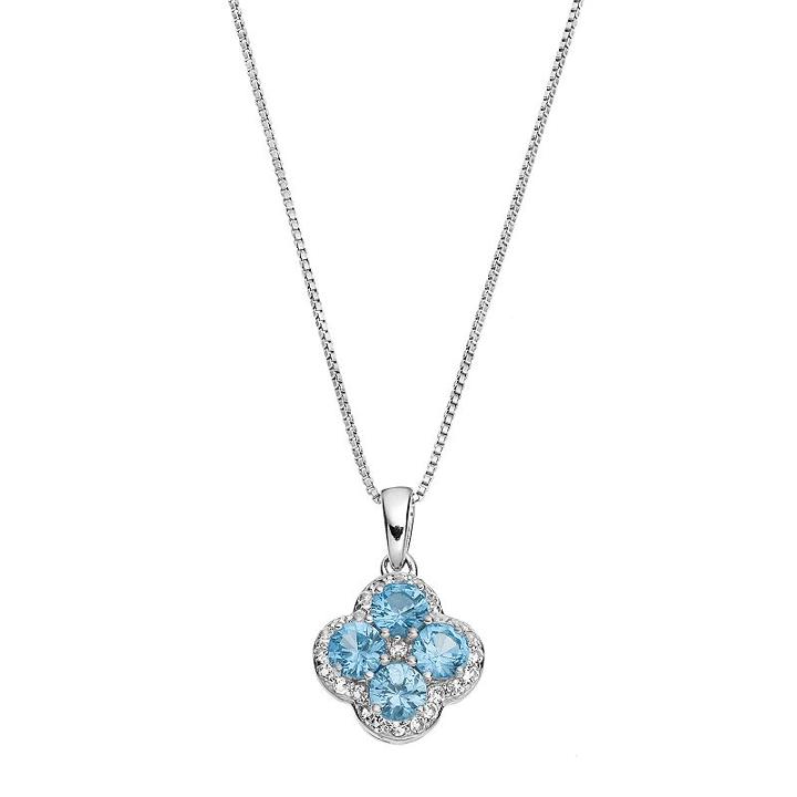 Sterling Silver Blue & White Topaz Flower Pendant Necklace, Women's, Size: 18