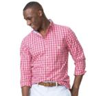Men's Chaps Classic-fit Plaid Easy-care Poplin Button-down Shirt, Size: Medium, Red