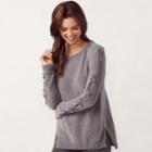 Women's Lc Lauren Conrad Chenille Lace-up Crewneck Sweater, Size: Xxl, Dark Grey