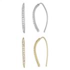 Chrystina Two Tone Crystal Curved Stick Drop Earring Set, Women's, White