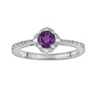 Sterling Silver Amethyst And Diamond Accent Frame Ring, Women's, Size: 8, Purple