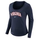 Women's Nike Virginia Cavaliers Slubbed Dri-fit Tee, Size: Medium, Blue (navy)