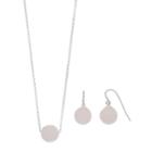 Sterling Silver Agate Bead Necklace & Earring Set, Women's, Pink