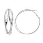 Double-wire Crisscross Nickel Free Hoop Earrings, Women's, Silver