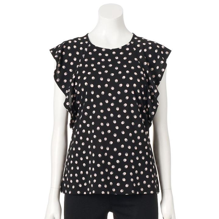 Women's Elle&trade; Ruffle Tee, Size: Large, Black