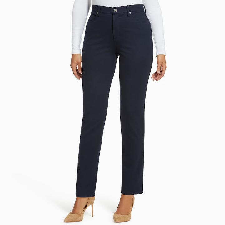 Petite Gloria Vanderbilt Amanda Slimming Tapered Ponte Pants, Women's, Size: 4 Petite, Blue