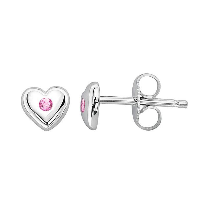 Little Diva Diamonds Kids' Sterling Silver Pink Tourmaline Heart Stud Earrings, Women's