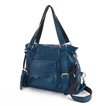 Amerileather Crunched Convertible Leather Tote, Women's, Blue