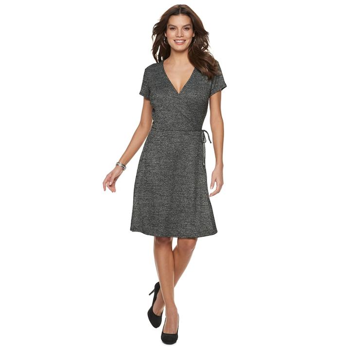 Women's Apt. 9&reg; A-line Wrap Dress, Size: Xl, Black