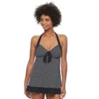 Women's A Shore Fit Hip Minimizer Halterkini Top Set, Size: 8, Black