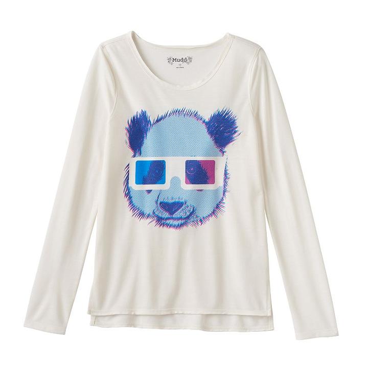 Girls 7-16 & Plus Size Mudd&reg; High-low Raw-edge Graphic Tee, Girl's, Size: 16, White Oth