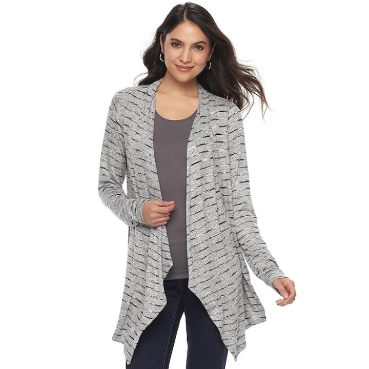 Women's Apt. 9&reg; Brushed Flyaway Cardigan, Size: Small, Black