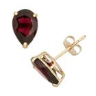 Garnet 10k Gold Teardrop Stud Earrings, Women's, Red