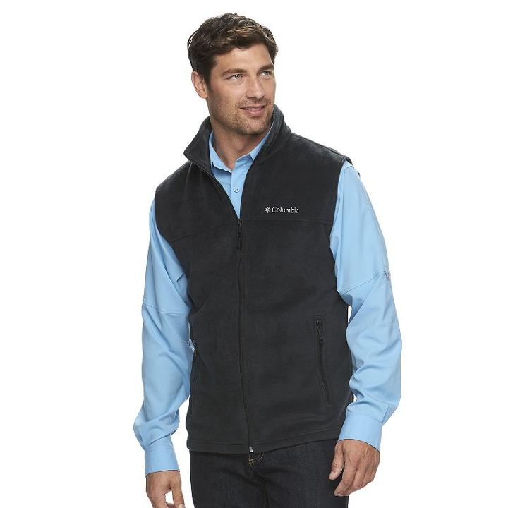 Men's Columbia Flattop Ridge Fleece Vest, Size: Medium, Grey (charcoal)