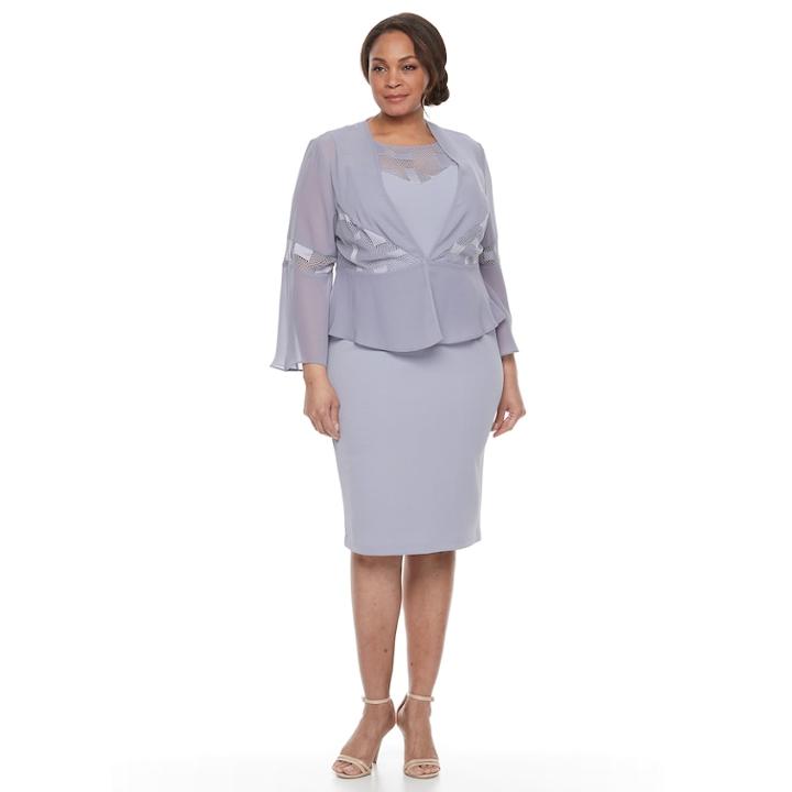 Plus Size Le Bos Sheath Dress & Georgette Jacket Set, Women's, Size: 14 W, Lt Purple