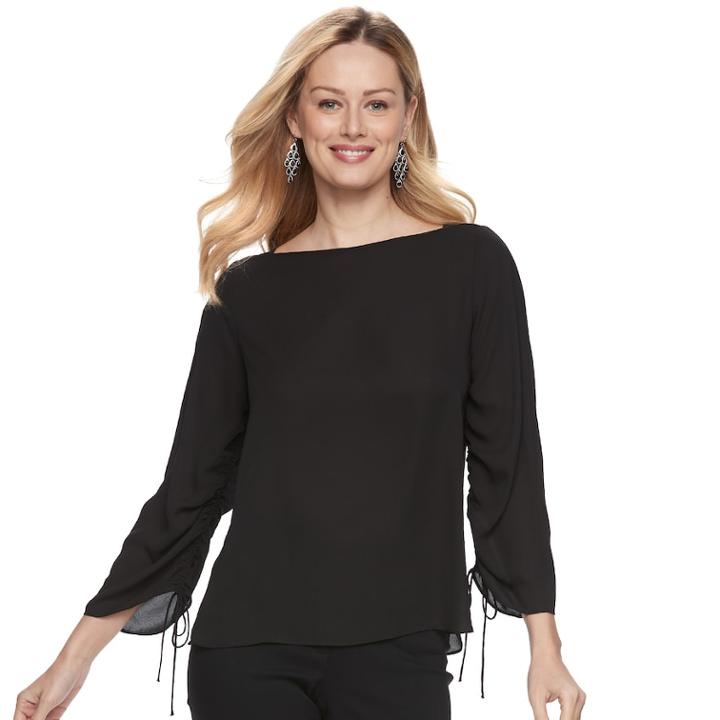 Women's Apt. 9&reg; Ruched Georgette Top, Size: Xxl, Black