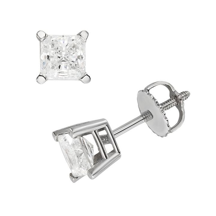 18k White Gold 1-ct. T.w. Igl Certified Colorless Princess-cut Diamond Solitaire Earrings, Women's