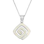 Lab-created Opal Sterling Silver Greek Key Pendant Necklace, Women's, Size: 18, White