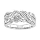 Sterling Silver 1/2 Carat T.w. Diamond Twist Multi Row Ring, Women's, Size: 6, White
