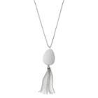 Long White Stone Tassel Pendant Necklace, Women's