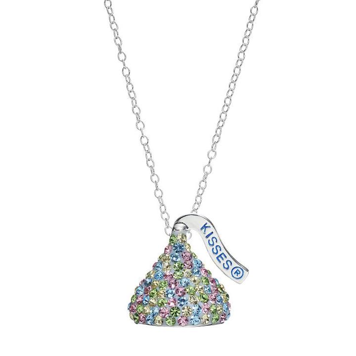 Sterling Silver Pastel Crystal Hershey's Kiss Pendant Necklace, Women's, Size: 18, White