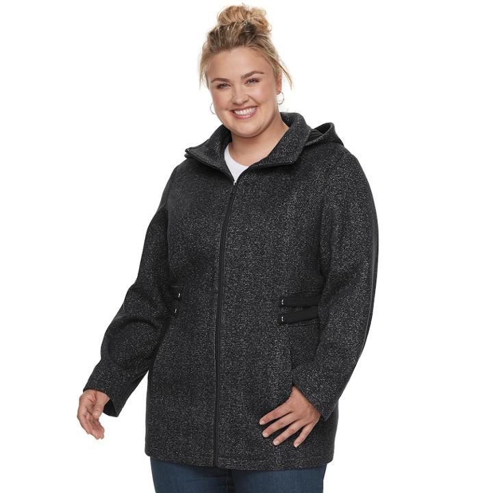Plus Size D.e.t.a.i.l.s Hooded Fleece Midweight Jacket, Women's, Size: 3xl, Grey (charcoal)