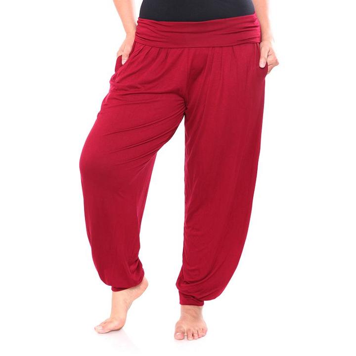 Plus Size White Mark Harem Pants, Women's, Size: 2xl, Dark Red