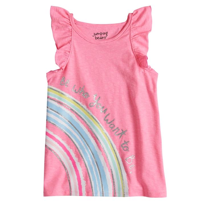 Girls 4-10 Jumping Beans&reg; Flutter Sleeve Printed Tank Top, Size: 6, Light Pink