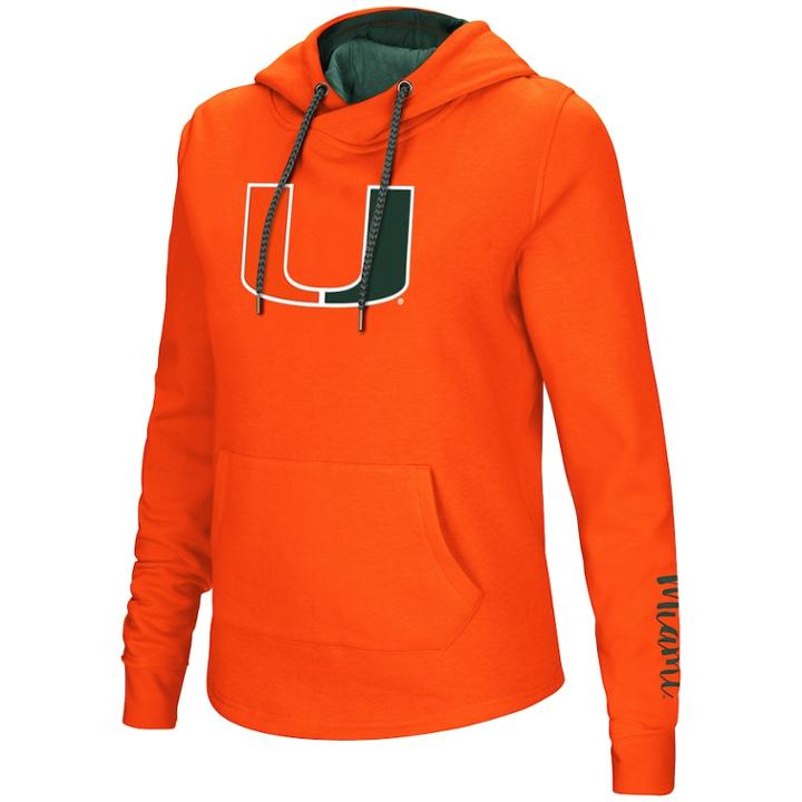 Women's Miami Hurricanes Crossover Hoodie, Size: Large, Drk Orange