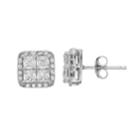 Pure Radiance Lab-created White Sapphire & Diamond Accent Square Cluster Earrings, Women's