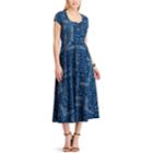 Petite Chaps Print Midi Dress, Women's, Size: S Petite, Blue