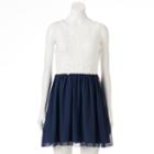 Juniors' Speechless Lace T-back Chiffon Skater Dress, Girl's, Size: 5, White Oth