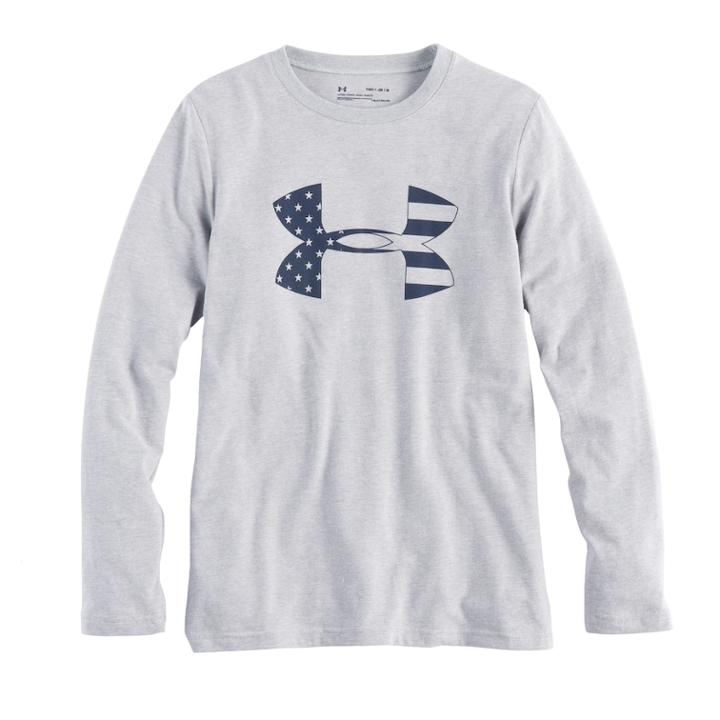 Boys 8-20 Under Armour American Flag Logo Tee, Size: Small, Med Grey
