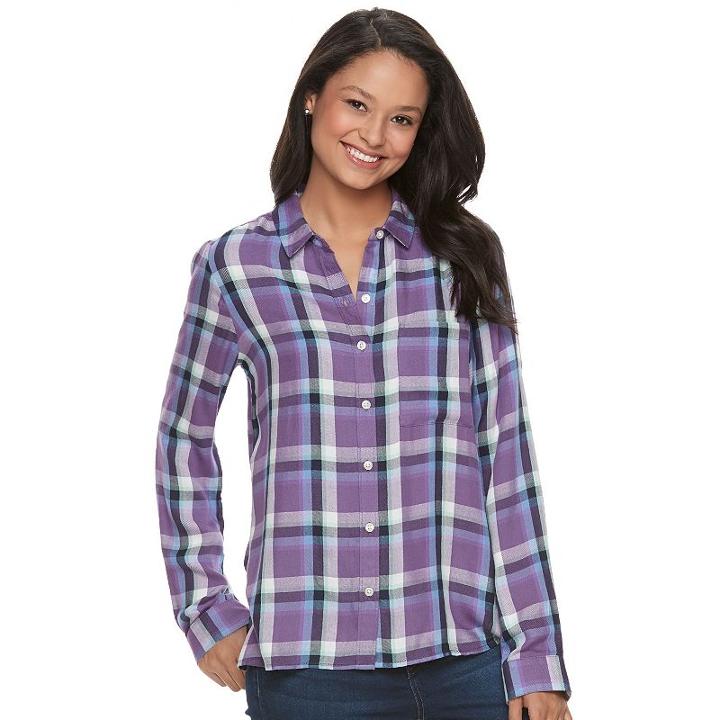 Juniors' So&reg; High-low Shirt, Girl's, Size: Medium, Med Purple