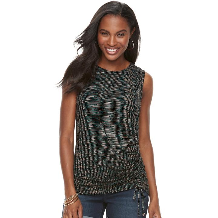 Women's Apt. 9&reg; Asymmetrical Ruched Tank, Size: Xxl, Black